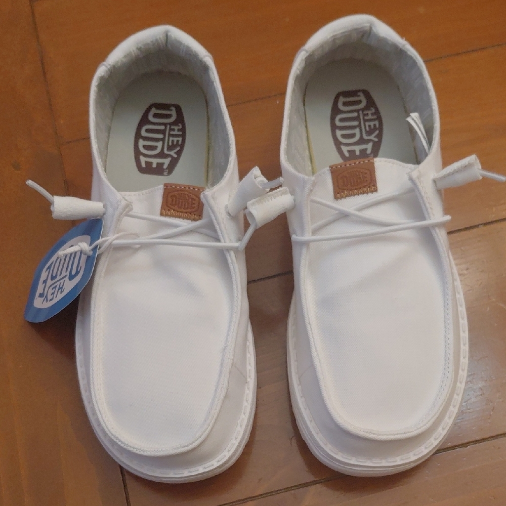NWT Womens Hey Dude Wendy Stretch Canvas White Size 7